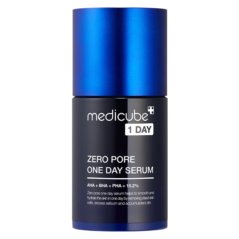 Medicube Zero Pore One Day Sérum 30ml Frasco preto com tampa azul de sérum Medicube Zero Pore One Day Serum