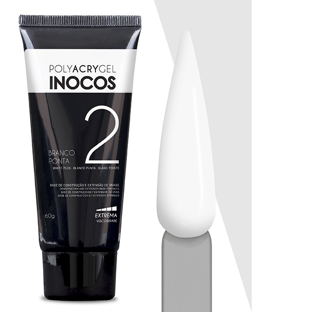INOCOS POLYACRYGEL Branco Ponta 60G Tubo de Polyacrygel Inocos com amostra branca
