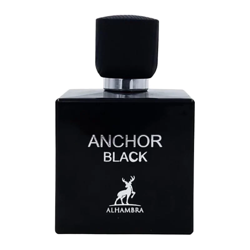 Maison Alhambra Anchor Black 100ml Frasco preto de perfume Anchor Black Alhambra com tampa preta