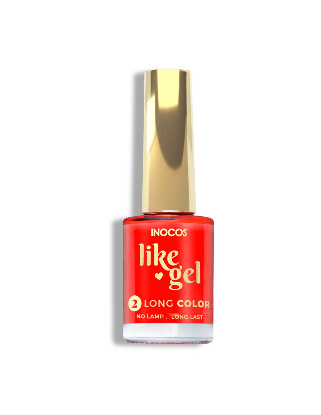 Verniz Like Gel 119 Laranja Vivo - Inocos Verniz de unhas Inocos like gel vermelho com tampa dourada