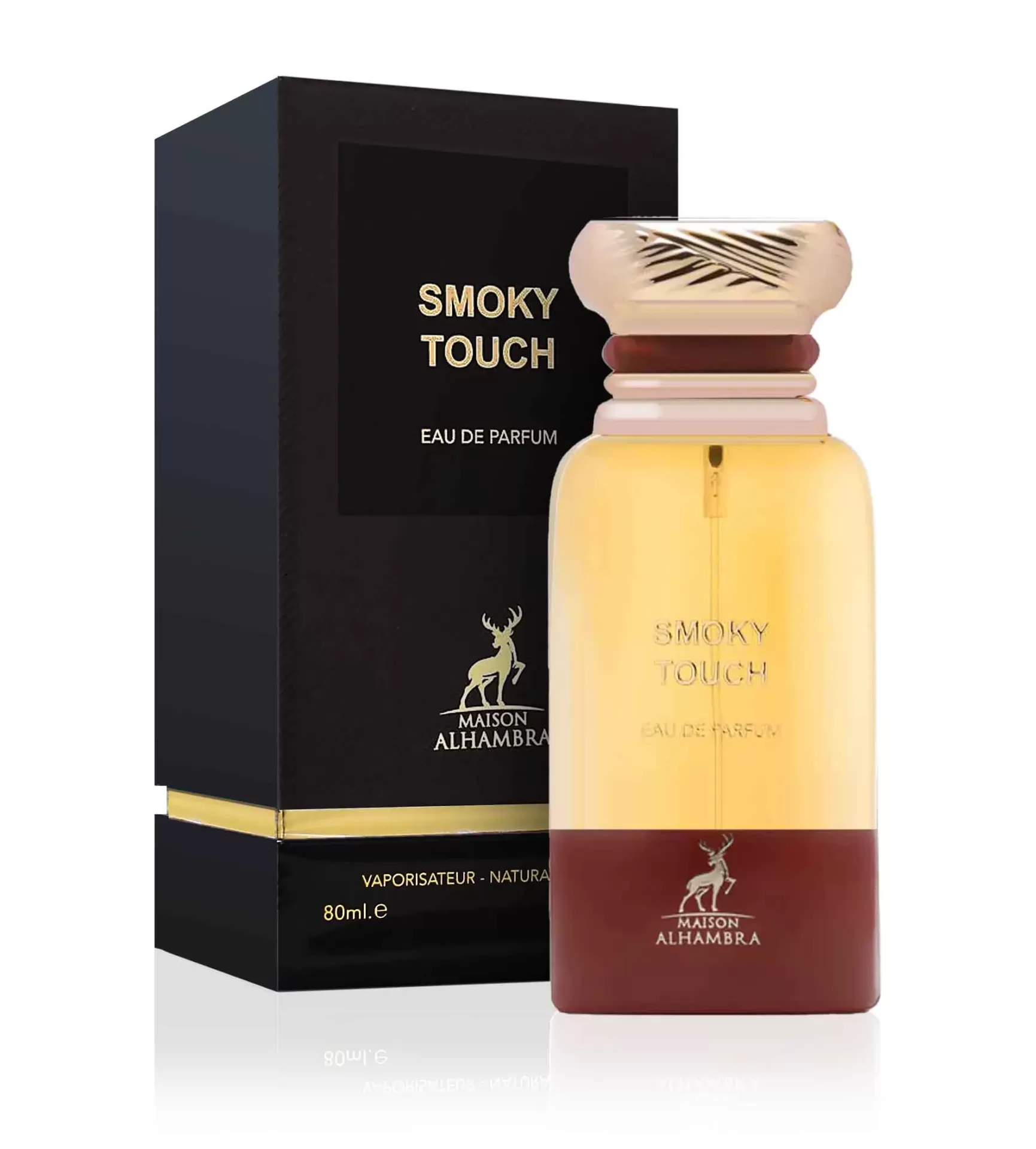 Eau de parfum Your touch tobacco 80ml - Maison Alhambra Perfume 'Smoky Touch' com frasco de vidro e caixa preta da Maison Alhambra
