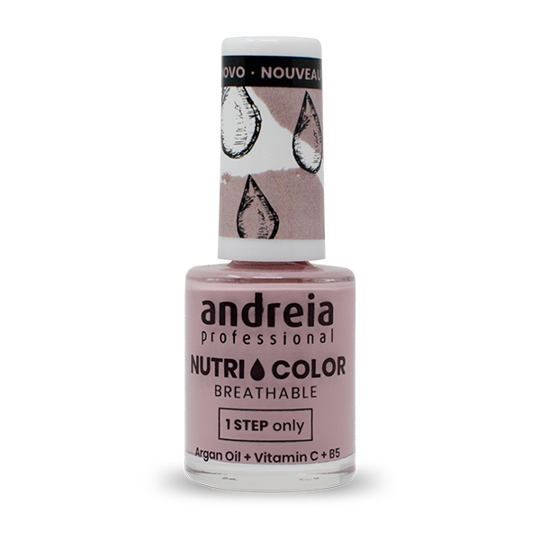 Andreia – Verniz Nutricolor – NC5 10,5ml Frasco de verniz de unhas rosa claro Andreia Professional Nutri Color Breathable
