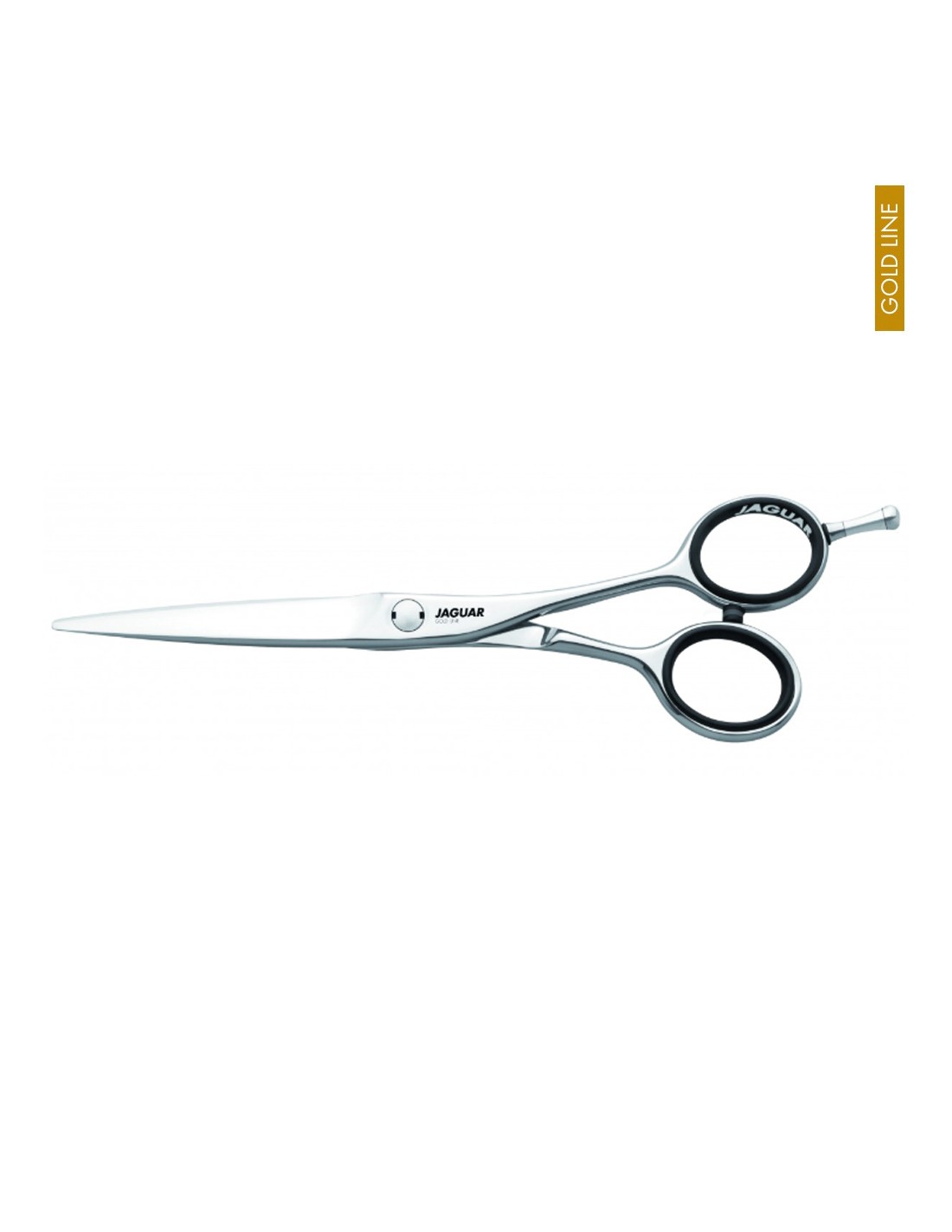 Jaguar Tesoura Tesoura Dynasty E Gold Line Tesoura de corte profissional JAGUAR em metal prateado com cabo preto