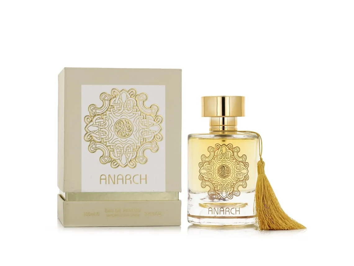 Anarch Eau de Parfum 100ml - Maison Alhambra Frasco e caixa de perfume ANARCH com decoração dourada