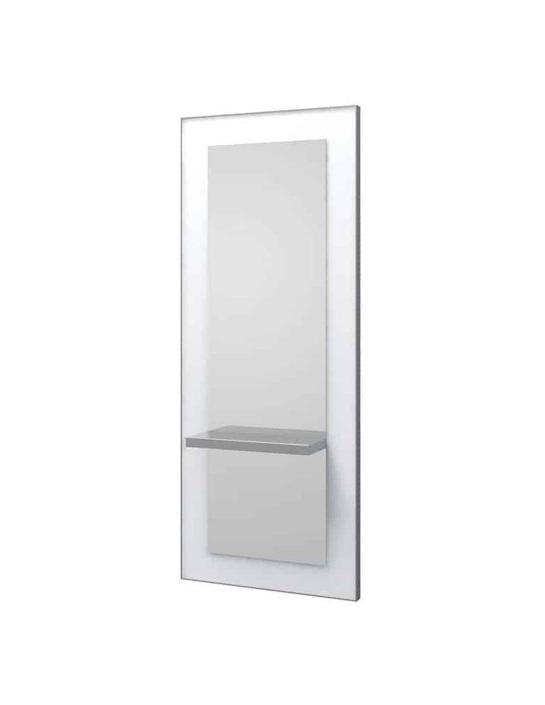 Mirplay Bancada Patrick Espelho retangular com prateleira cinza numa estrutura branca
