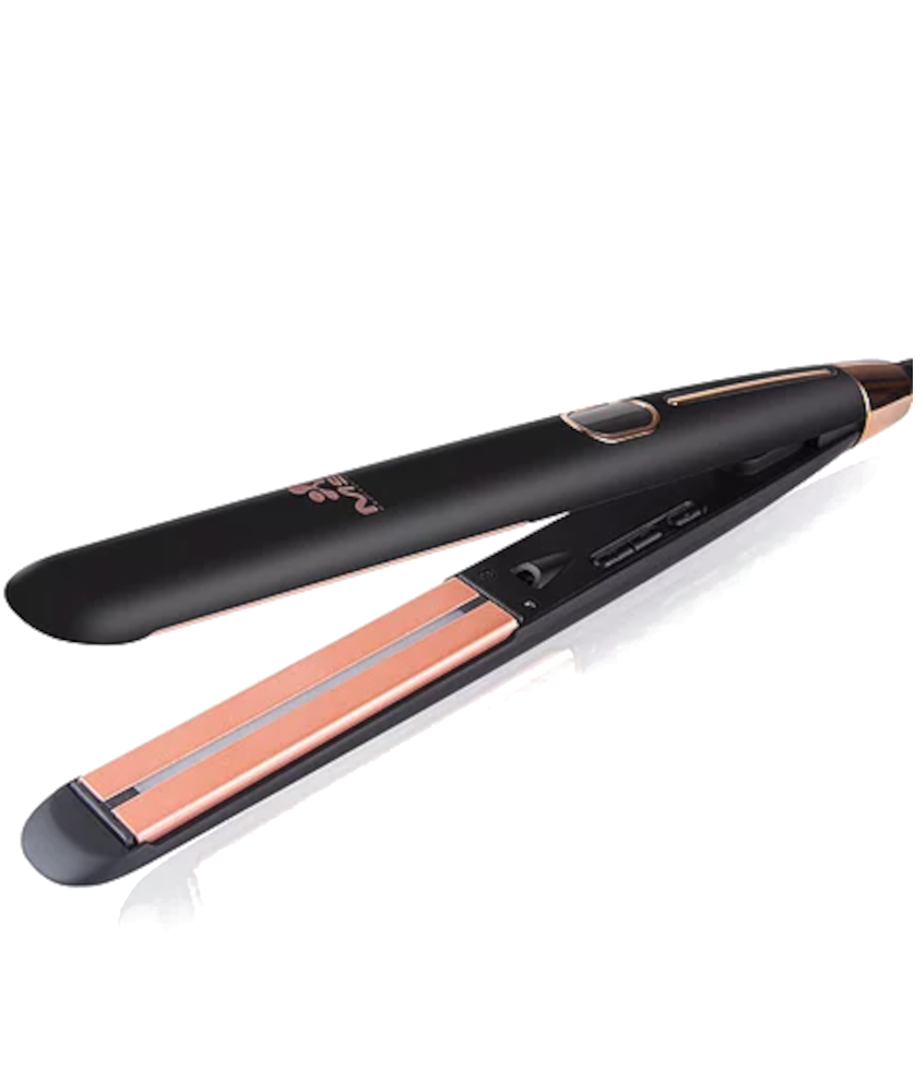 Mutual Smile Prancha Elegance LissCare Estreita Prancha alisadora de cabelo preta com placas de cerâmica cor cobre