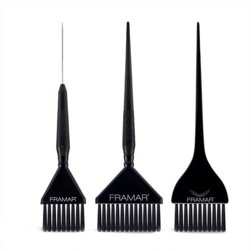 Framar Trincha Preta – Pack 3unid Três pincéis aplicadores de coloração para cabelo pretos da marca FRAMAR
