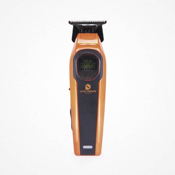 Perfect Beauty Orbis Beam Trimmer Máquina de cortar cabelo elétrica laranja e preta com visor digital e lâmina metálica