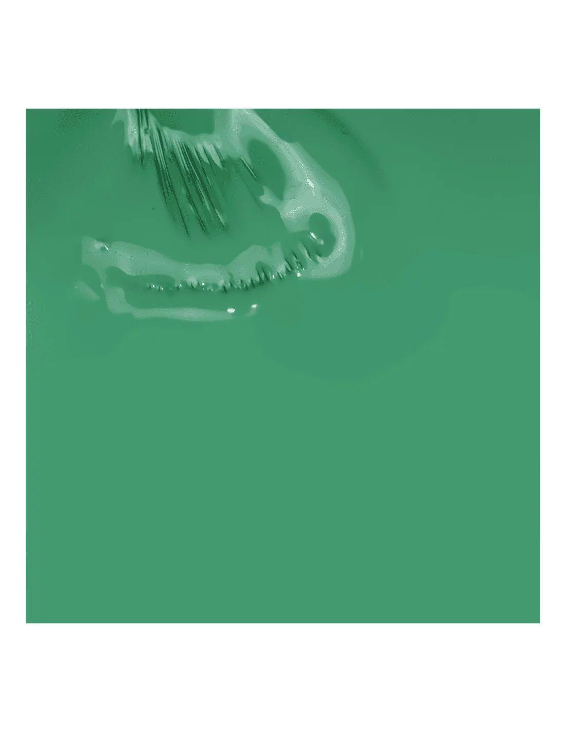 Verniz Gel Inocos Marias 477 Maria Viana Anel prateado com gravação numa superfície verde