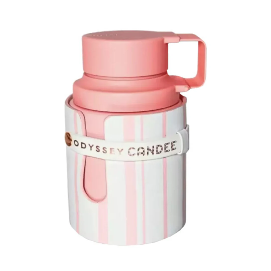 Armaf - Odyssey Candee - 100ml | Garrafa térmica rosa e branca com padrão de riscas verticais