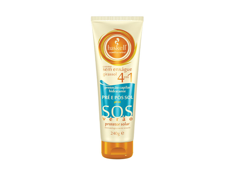 Haskell CREME POS SOL SOS 240GR Creme em bisnaga da haskell com design bege, laranja e azul