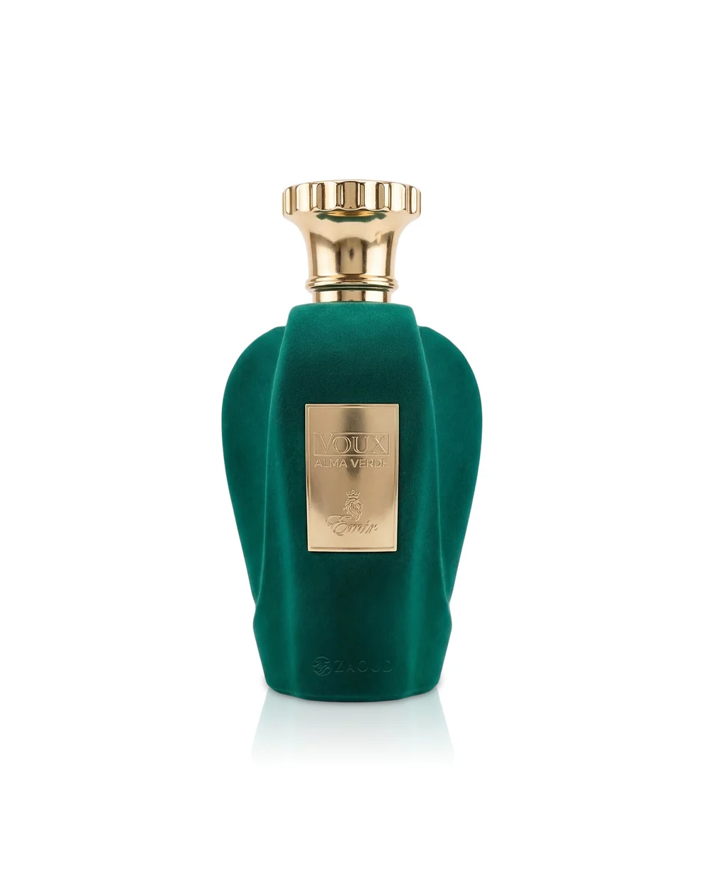 Emir Voux Alma Verde Eau De Parfum 100ml Frasco de perfume verde escuro aveludado com placa dourada