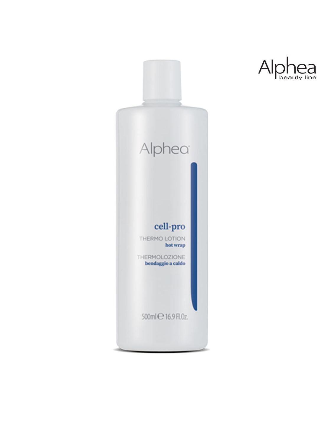 Loção Térmica Quente 500ml - Cell-Pro - Alphea Frasco branco de loção Alpheia cell-pro THERMO LOTION 500 ml