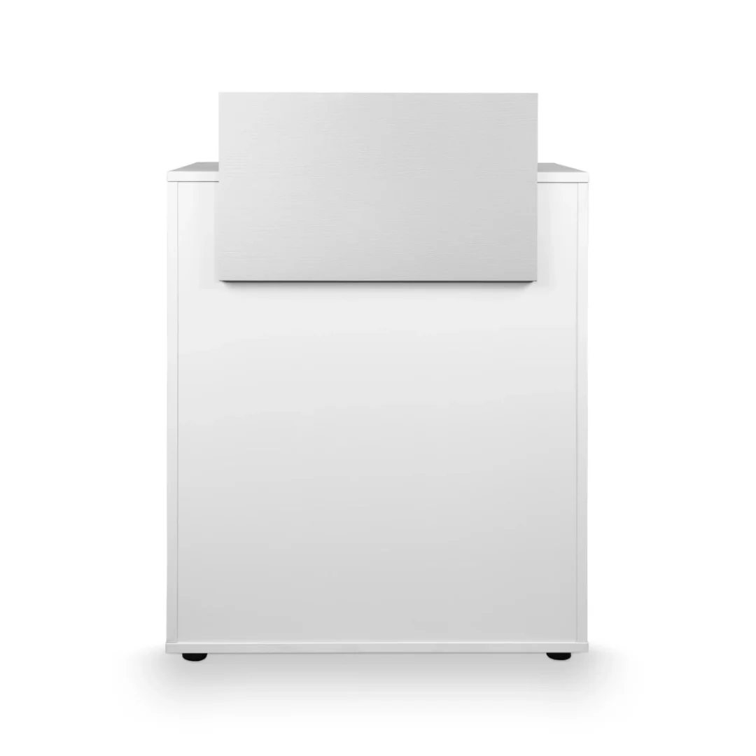 Mirplay Balcão Recepção Dylan white Móvel organizador branco com superfície superior cinza claro