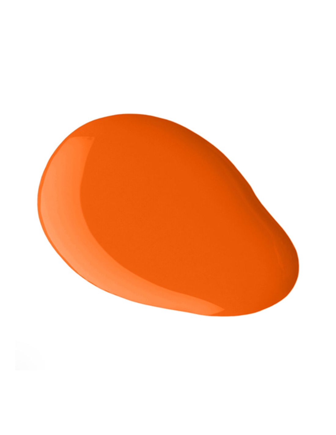 Verniz Gel A44 Crystal Fire - Fire Collection - Ricki Parodi Gota de verniz laranja brilhante sobre fundo branco