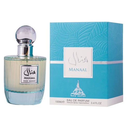 Manaal | Fragrância para mulheres | Coleção Paris Corner 100ml Frasco de perfume MANAAL com caixa azul turquesa