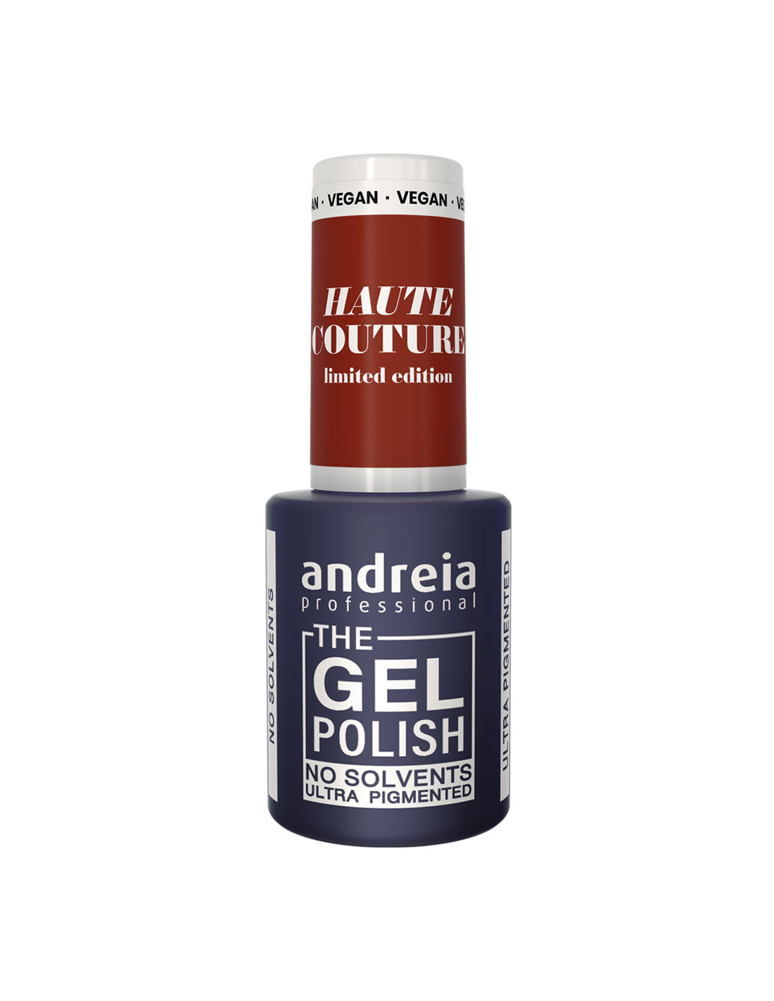 Verniz Gel Andreia Profissional Haute Couture HA3 Verniz para unhas Andreia Professional The Gel Polish cor azul escuro com tampa vermelha e texto HAUTE COUTURE limited edition