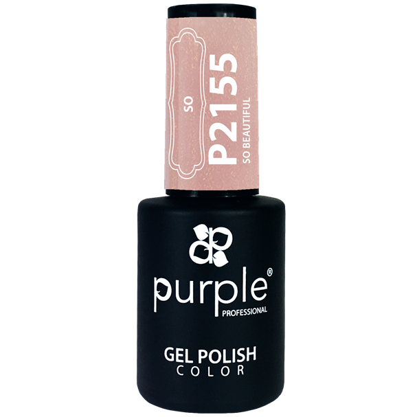 Purple Verniz Gel So Collection 10ml Ref. P2155 Frasco preto de verniz gel Purple Professional com tampa rosa claro e texto branco