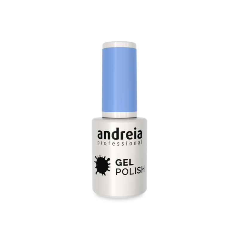 AndreiaProfissional Verniz de Gel 287 - 10.5ml Frasco branco fosco de verniz gel com tampa azul e rótulo em preto
