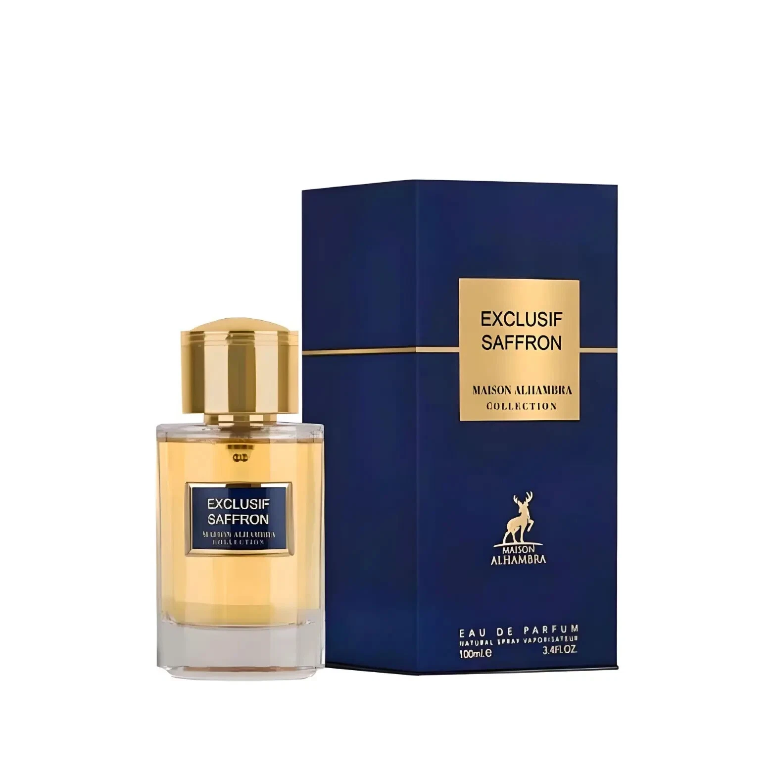 MAISON ALHAMBRA Edp Exclusif Saffron 100 Ml Frasco de perfume e caixa EXCLUSIF SAFFRON da MAISON ALHAMBRA
