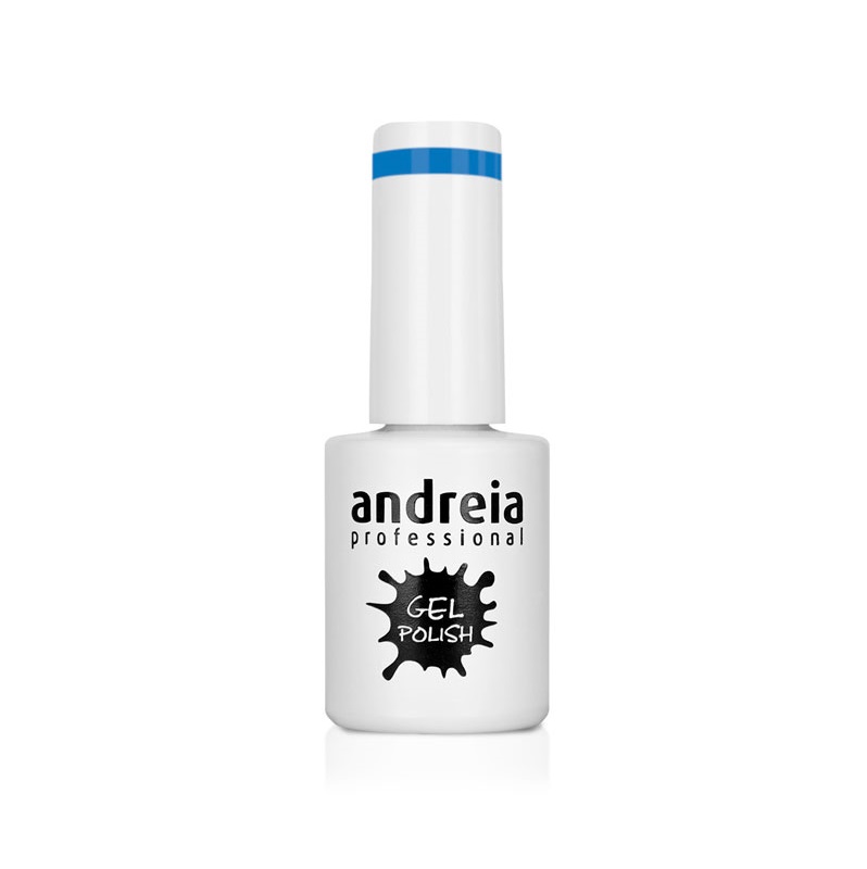 AndreiaProfissional Verniz de Gel 246 - 10.5ml Frasco branco de verniz em gel Andreia Professional com tampa branca e listra azul