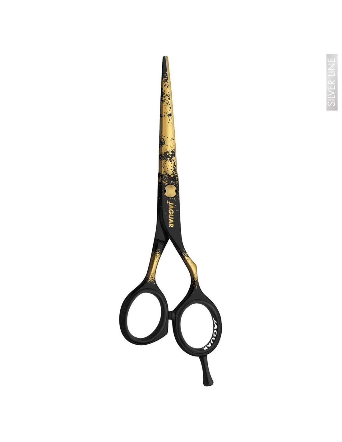 Jaguar Tesoura Gold Rush - Silver Line Tesoura profissional preta e dourada para penteado