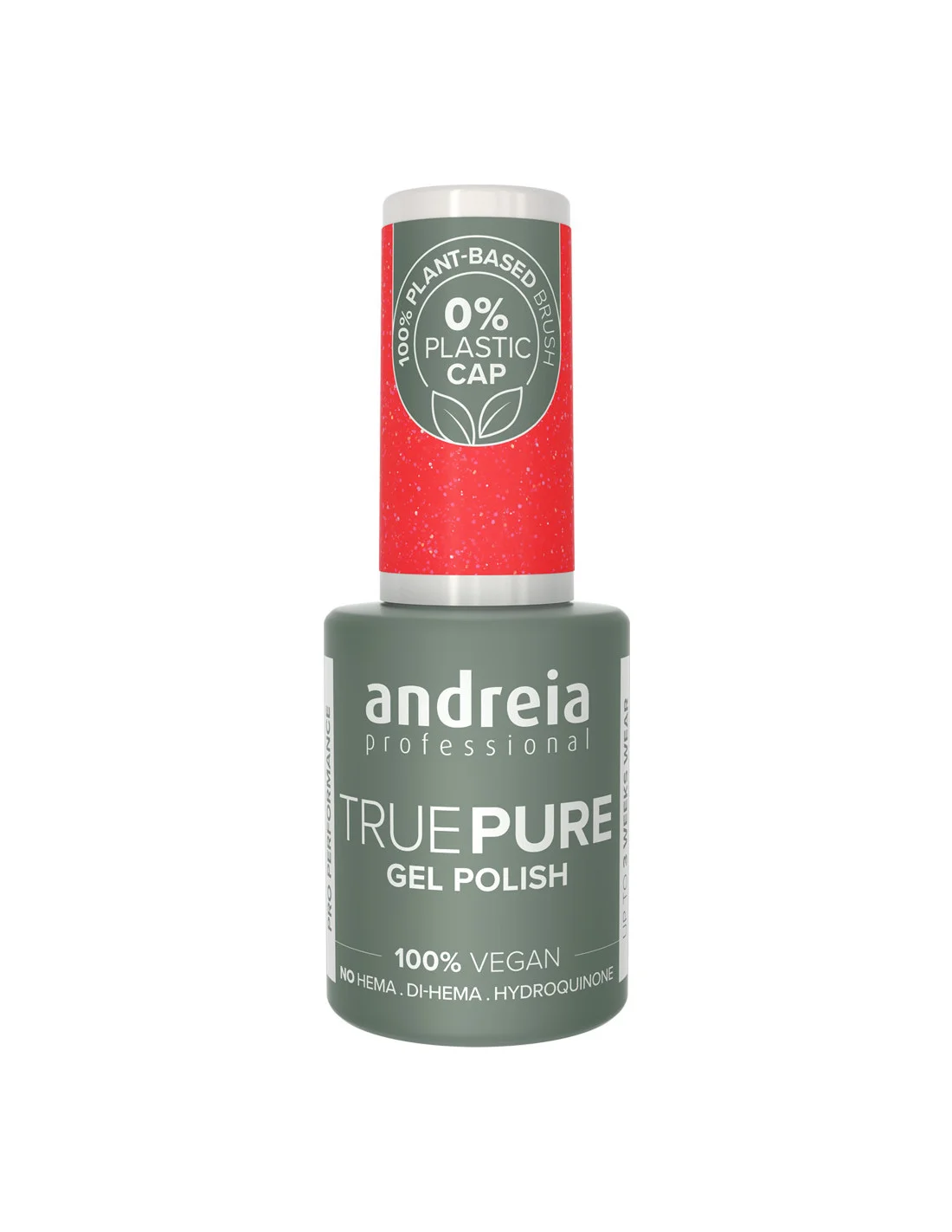 True Pure Gel Polish Andreia 0% Plastic T20 10.5ml Frasco de verniz gel para unhas Andreia Professional True Pure com tampa vermelha e verde e texto branco