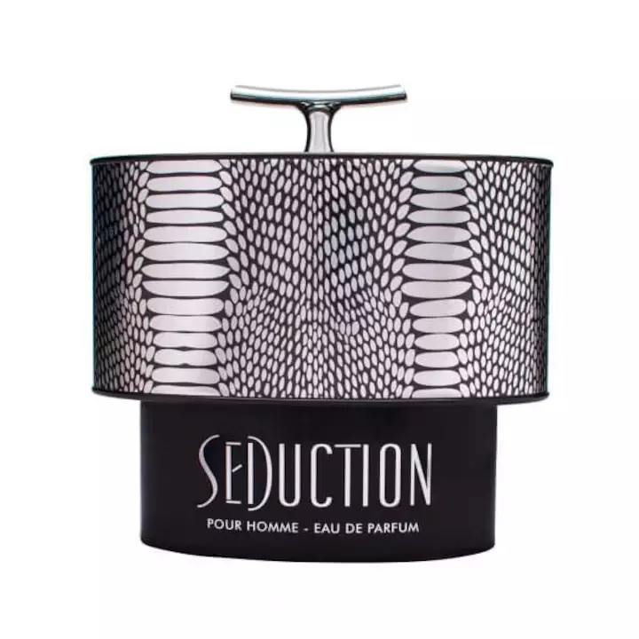 Seduction Pour Homme Armaf Masculino - 100 ml Frasco de perfume Seduction para homem com padrão preto e cinza