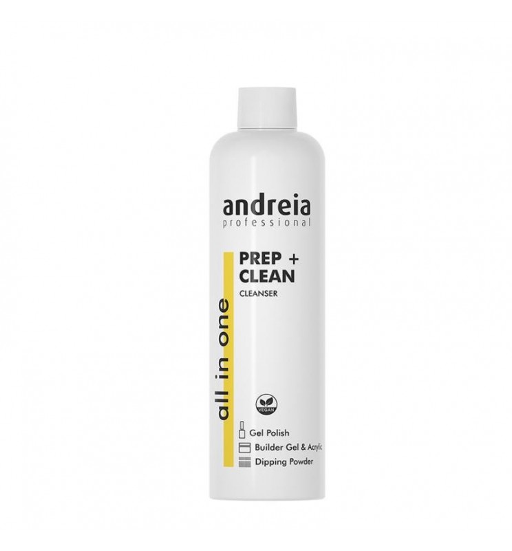 Andreia All In One Cleanser Prep + Clean 250ML Frasco branco de plástico do produto Andreia Professional Prep + Clean Cleanser