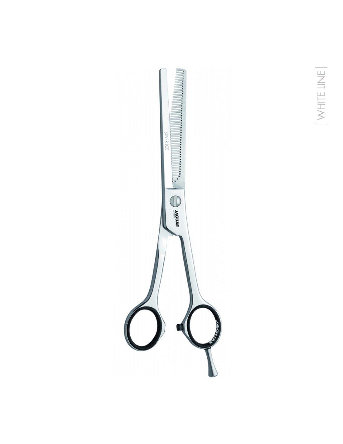 Jaguar Tesoura Desbaste Silver Ice 46 White Line Tesoura de desbaste profissional prateada com cabo preto