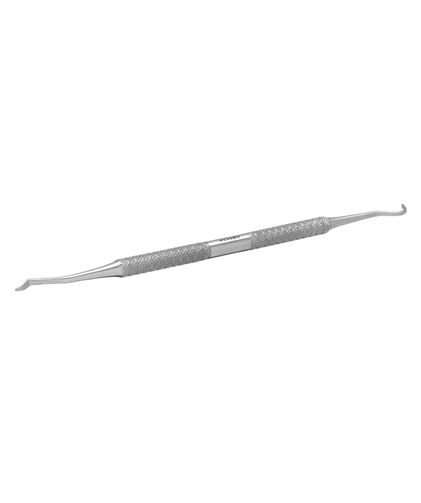 Esteta Estilete Duplo (cantos) Curvo Stainless Instrumento dental duplo de metal com pontas curvas e cabo texturizado