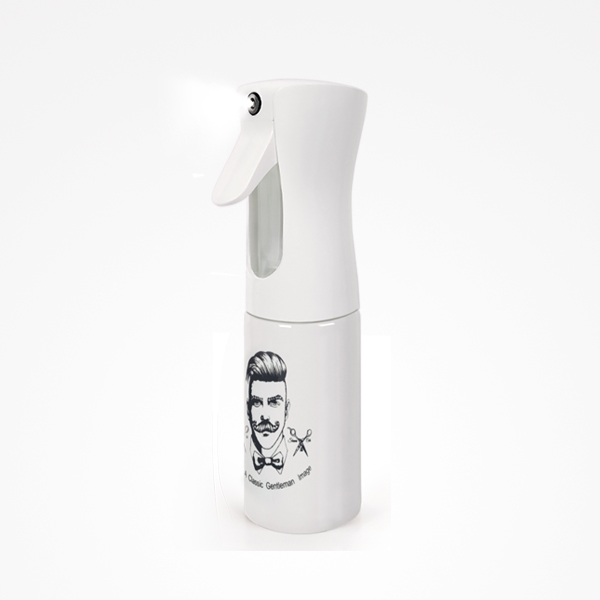 PerfectBeauty Pulverizador Long Press Toup Atomizador branco para cabelo com desenho de homem e texto 'classic gentlemen power'