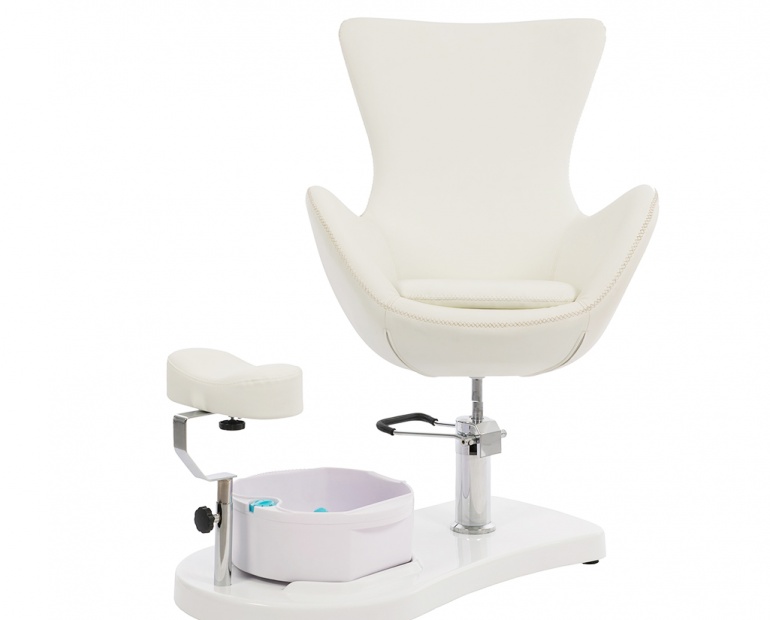 Weelko Cadeira de Pedicure Crem Cadeira de pedicure branca com apoio para pés e banheira para imersão