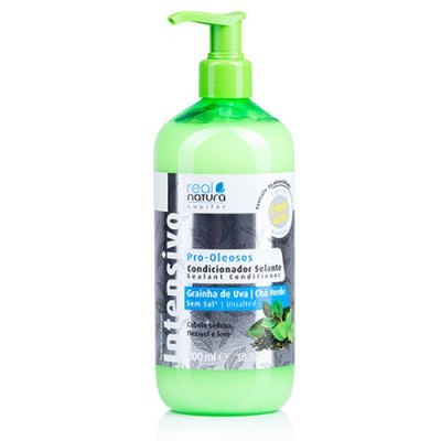 Condicionador Intensivo Pro-Oleosos Real Natura 400 ml com doseador verde