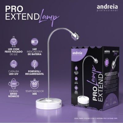 Lâmpada flexível branca com base redonda e caixa preta e roxa PRO EXTEND Lamp da andreia profissional
