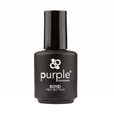 Frasco preto de verniz para unhas Purple Bond Promotor