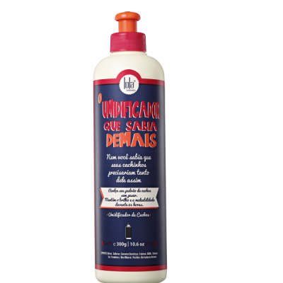 Frasco de umidificador de cabelo com tampa laranja e etiqueta azul e vermelha