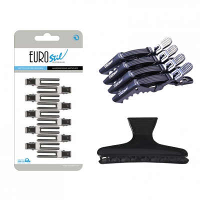 Conjunto de artigos de cabeleireiro EUROstil com molas, ganchos e presilha preta