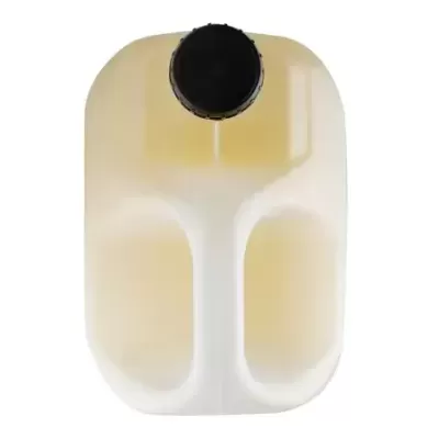 Recipiente plástico translúcido com tampa preta e duas alças