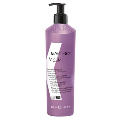 Frasco roxo de máscara capilar No Yellow Gigs Mask com tampa de bomba preta.