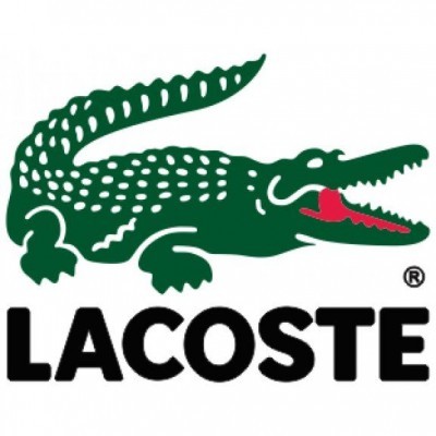 Logotipo da Lacoste com crocodilo verde e texto