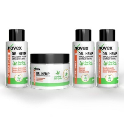 Conjunto de produtos capilares Novex Dr. Hemp com frascos e creme