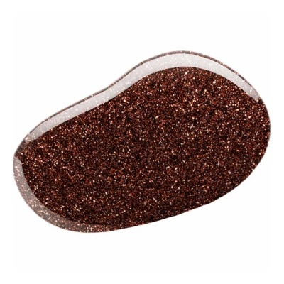 Acessório cosmético oval castanho brilhante com detalhes prateados