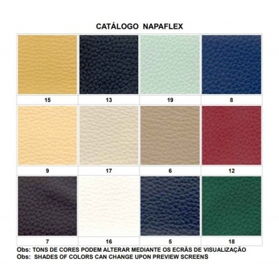 Catálogo de amostras de material NAPAFLEX com 12 cores texturizadas
