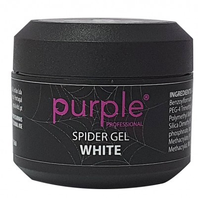 Frasco preto de gel cosmético com rótulo preto e texto roxo e branco