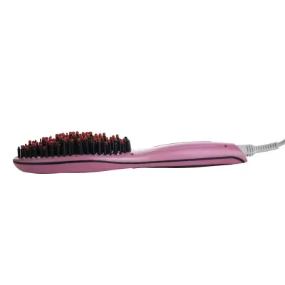 Escova alisadora de cabelo rosa com cerdas pretas e pontas vermelhas