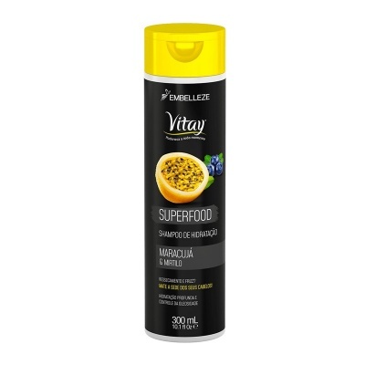 Frasco de champô Vitay Superfood, maracujá e mirtilo, 300 ml