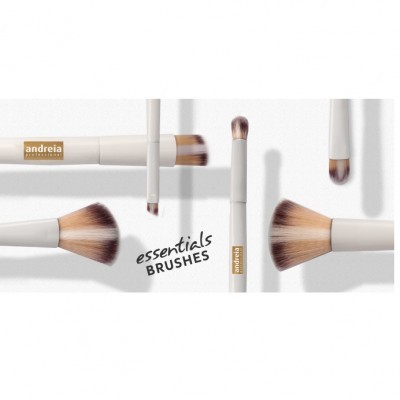 Conjunto de pincéis de maquilhagem com cabo branco e cerdas castanhas e brancas