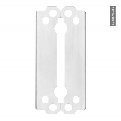 Lâmina de barbear dupla de metal prateado com buracos circulares