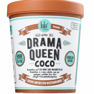 Pote de creme nutritivo restaurador para cabelos secos Lola Cosmetics Drama Queen Coco